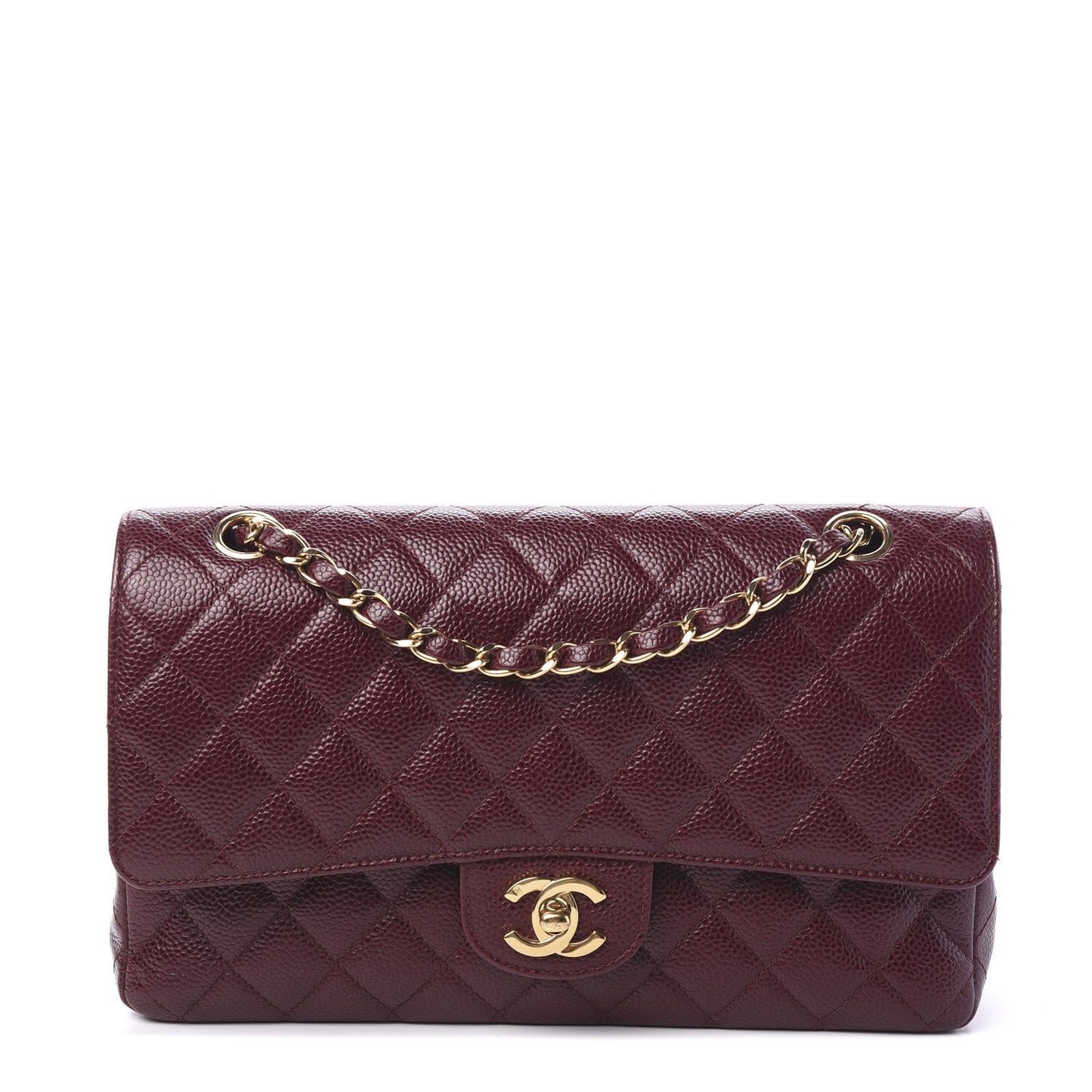 Caviar Quilted Medium Double Flap Bordeaux