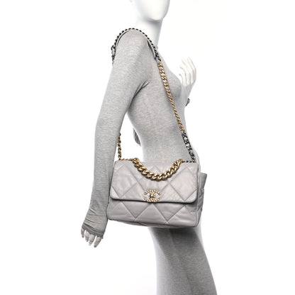 Chanel Goatskin Quilted Large Chanel 19 Flap Grey 2 of 11