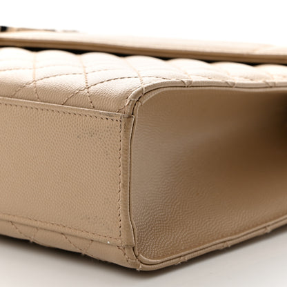 Saint Laurent Grain De Poudre Textured Mixed Matelasse Large Triquilt Monogram Satchel Dark Beige 10 of 10