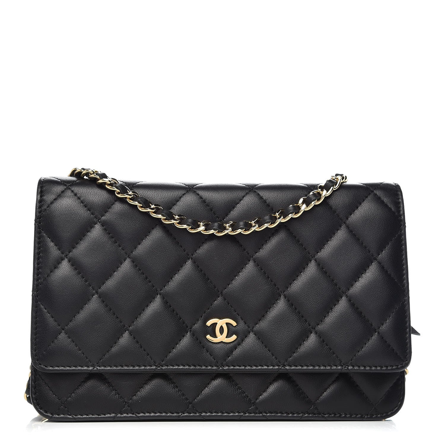 Chanel Lambskin Quilted Wallet On Chain WOC Black 1 of 9