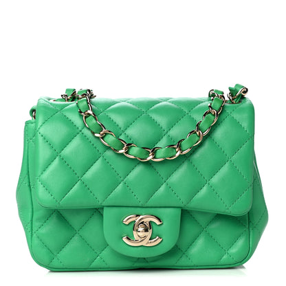 Chanel Lambskin Quilted Mini Square Flap Green 2 of 8
