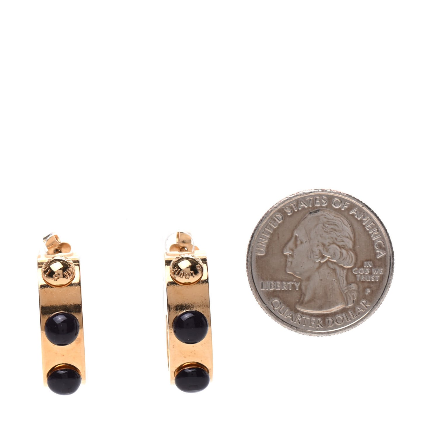 Lacquer Gimme A Clue Hoop Earrings PM Gold Black