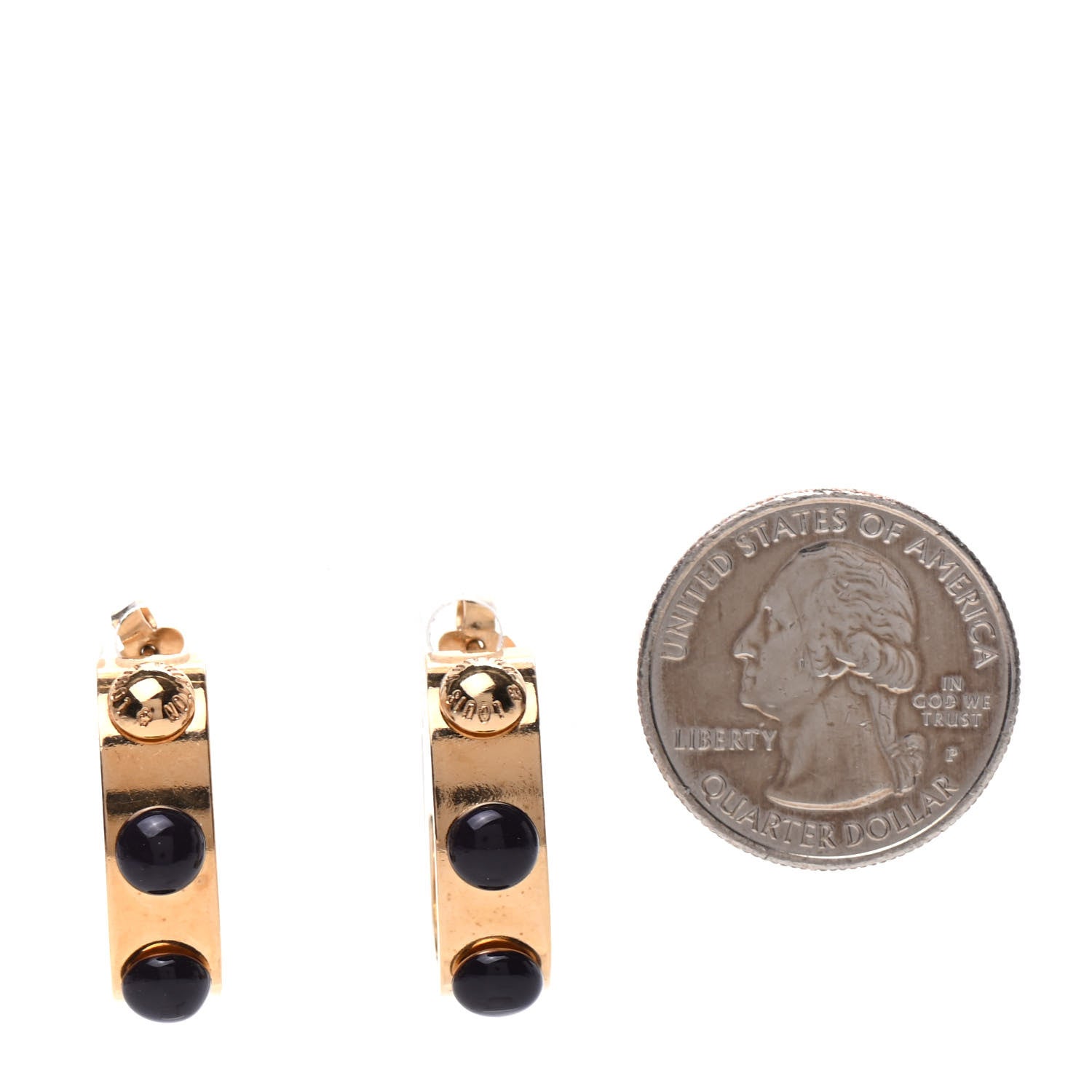 Louis Vuitton Lacquer Gimme A Clue Hoop Earrings PM Gold Black 2 of 3