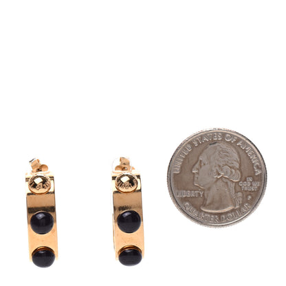 Louis Vuitton Lacquer Gimme A Clue Hoop Earrings PM Gold Black 2 of 3