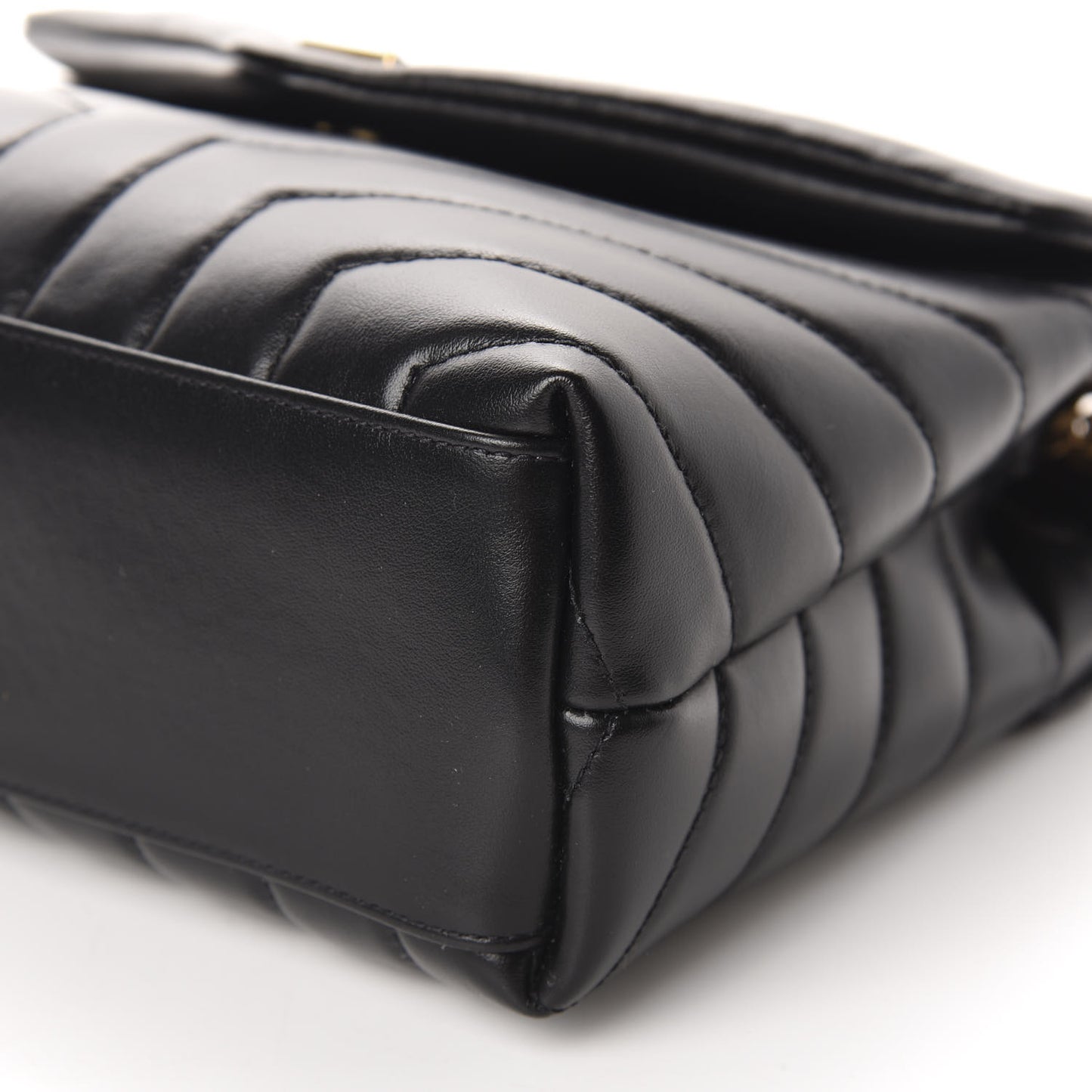 Calfskin Y Quilted Monogram Small Loulou Chain Satchel Black