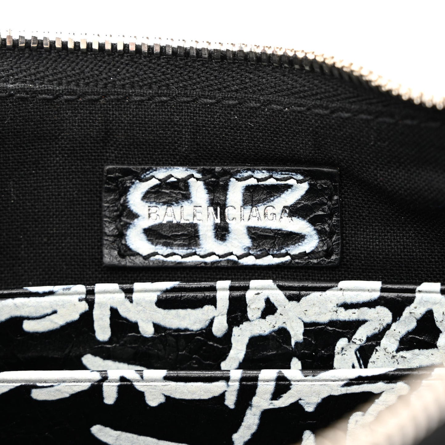Agneau Arena Graffiti Le Cagole Mini Purse With Chain Black White