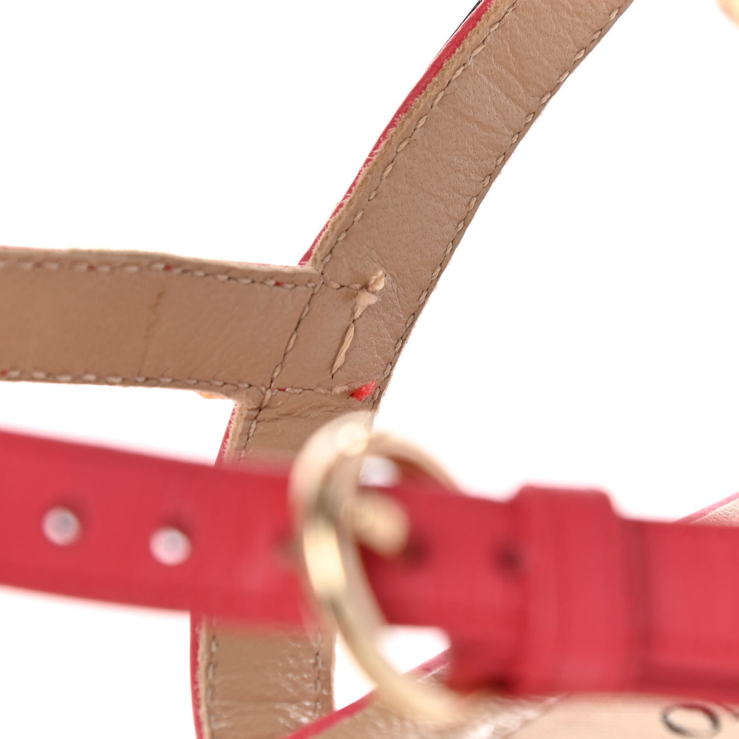 Calfskin Nappa Rockstud Ankle Wrap Flat Thong Sandals 37 Fragola
