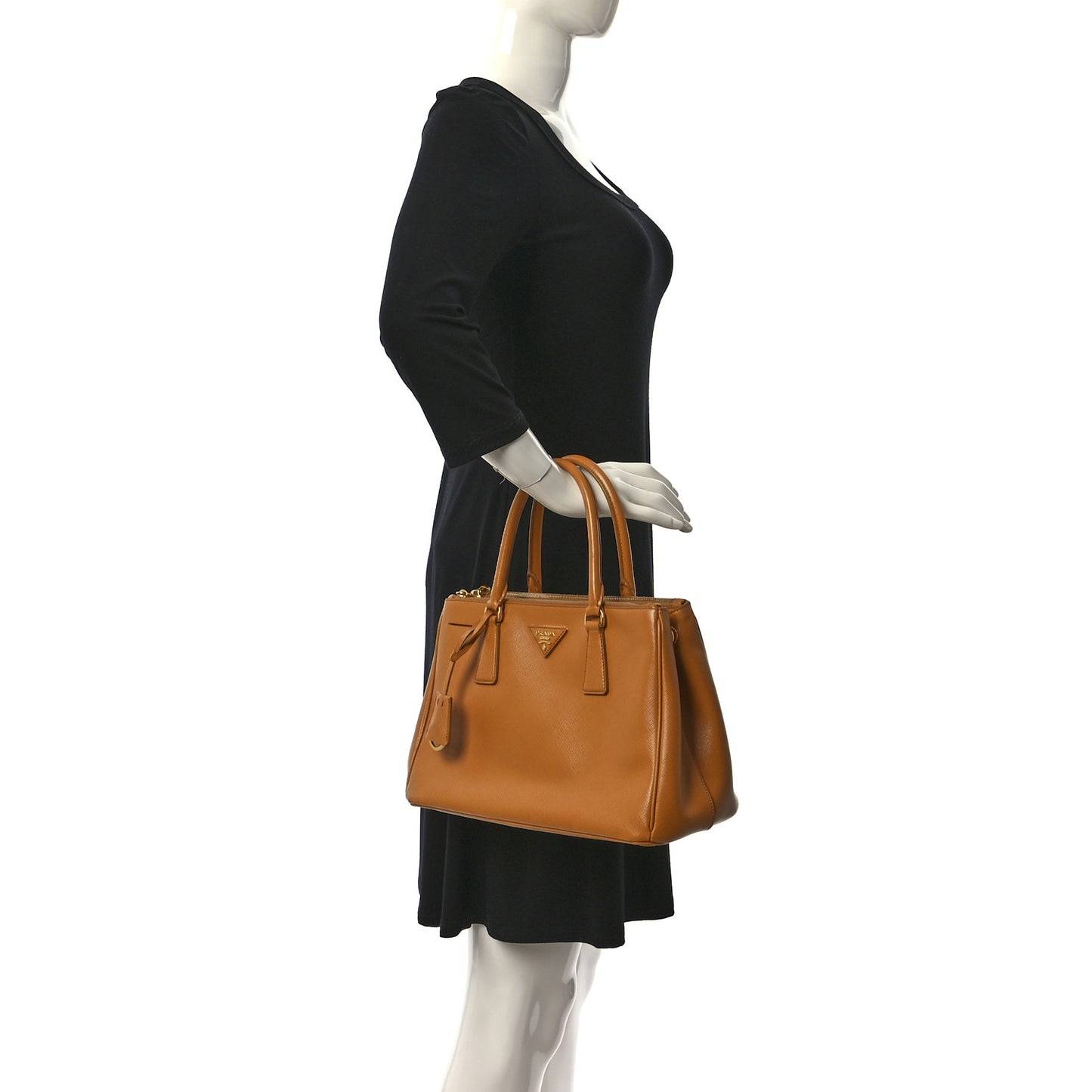Saffiano Small Galleria Double Zip Tote Cannella