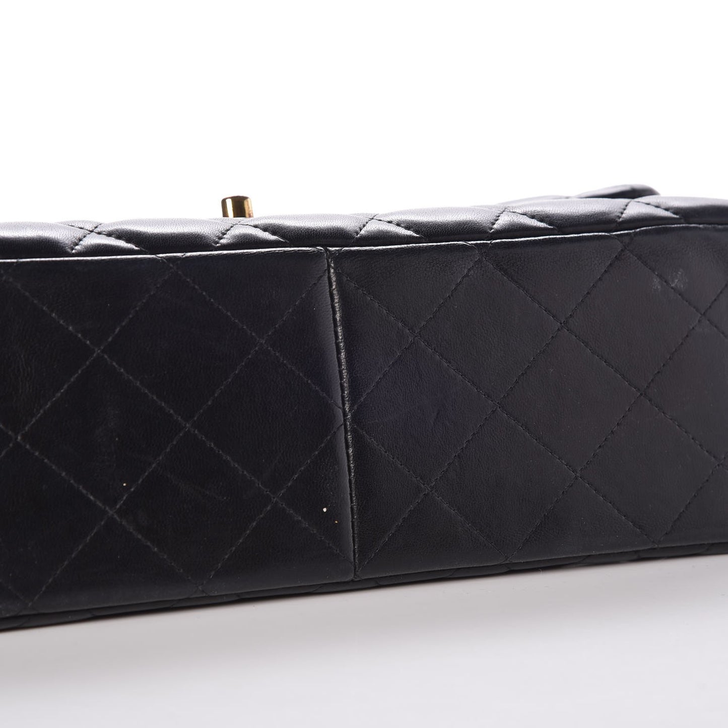 Lambskin Quilted Jumbo Double Flap Black