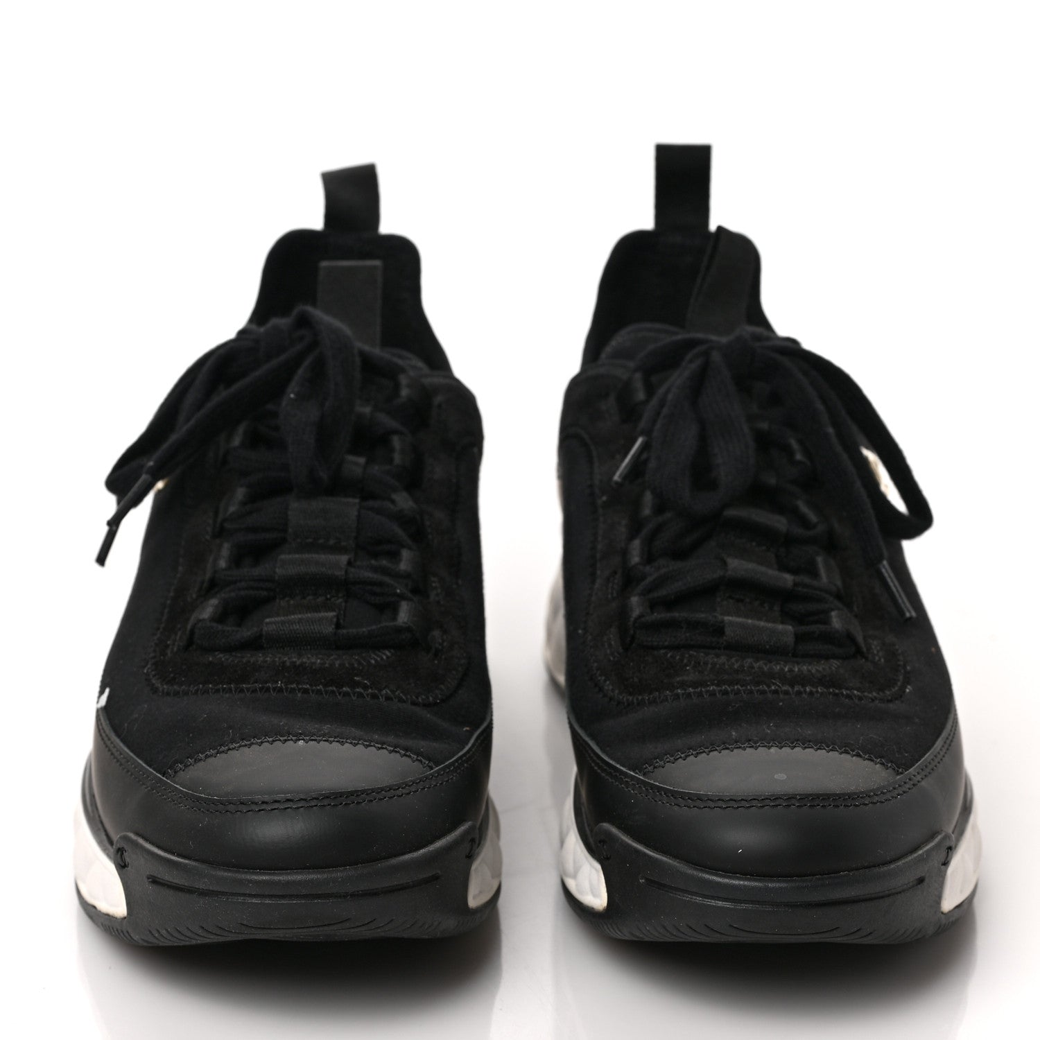 Chanel Velvet Calfskin Mixed Fibers CC Sneakers 38.5 Black 2 of 9