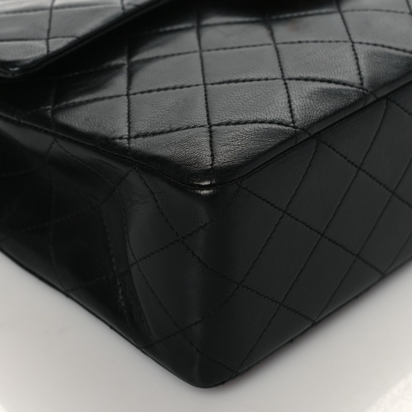 Lambskin Quilted Medium Double Flap Black