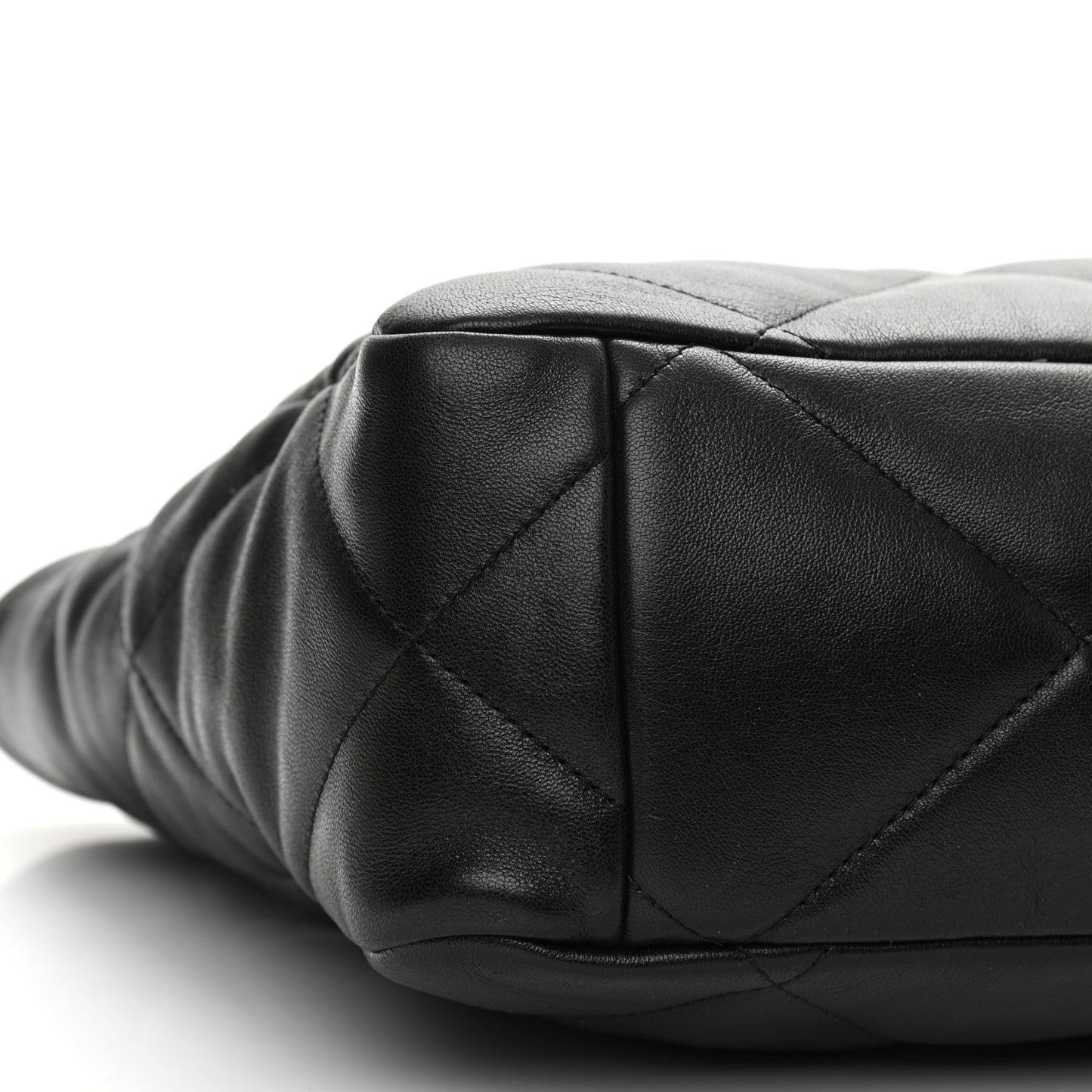 Lambskin Quilted Chanel 19 East West Shopping Bag Black