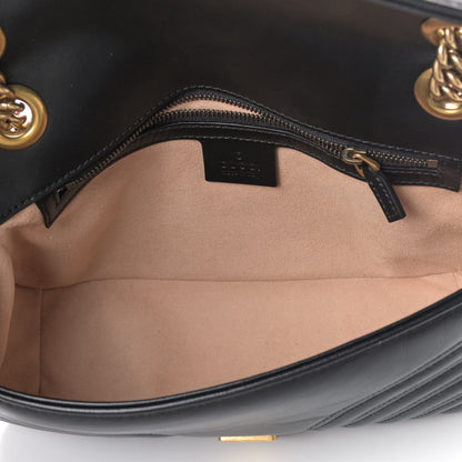 Gucci Calfskin Matelasse Small GG Marmont Shoulder Bag Black 4 of 4