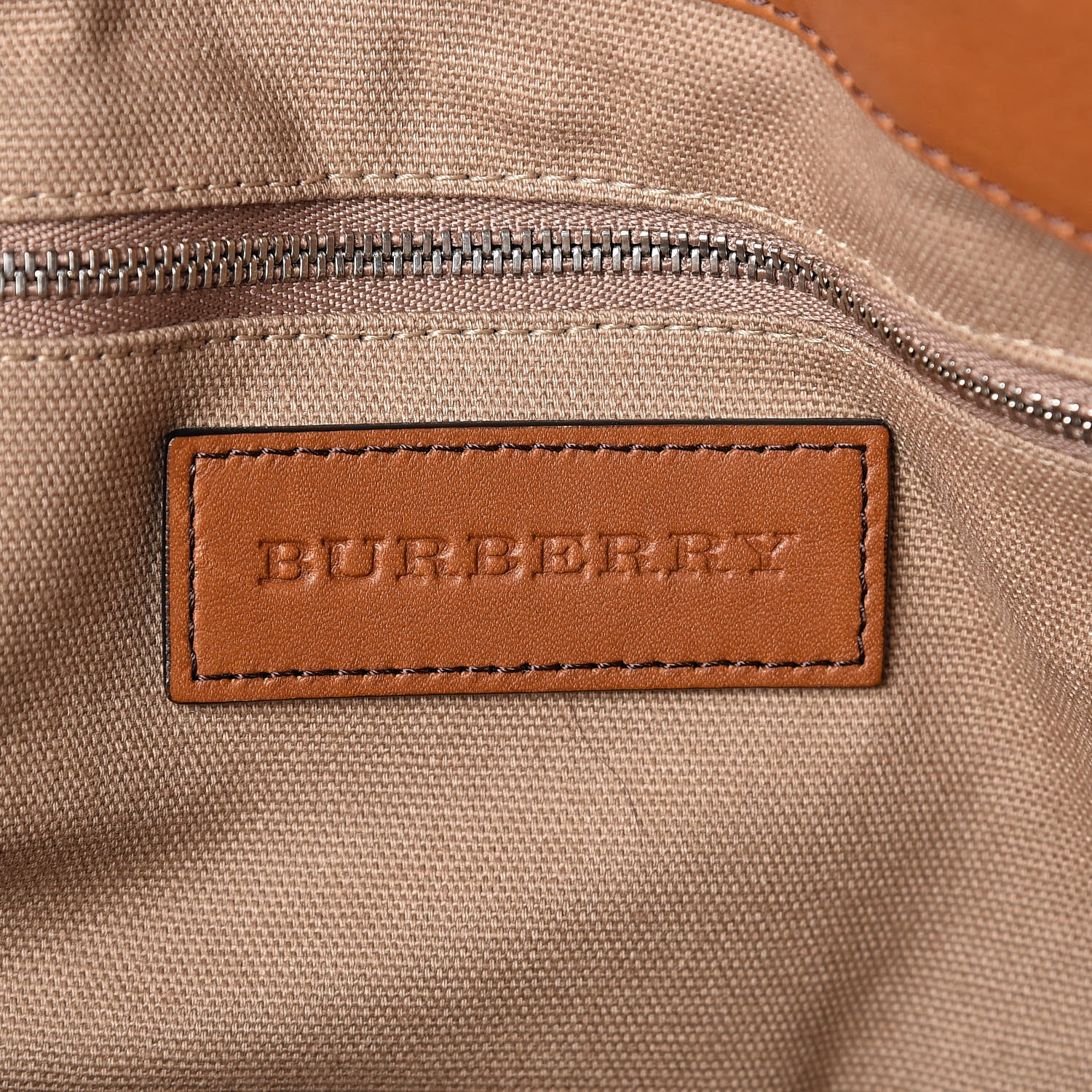 Burberry Canvas Mega Check Medium Traveler Tote Saddle Brown 7 of 11