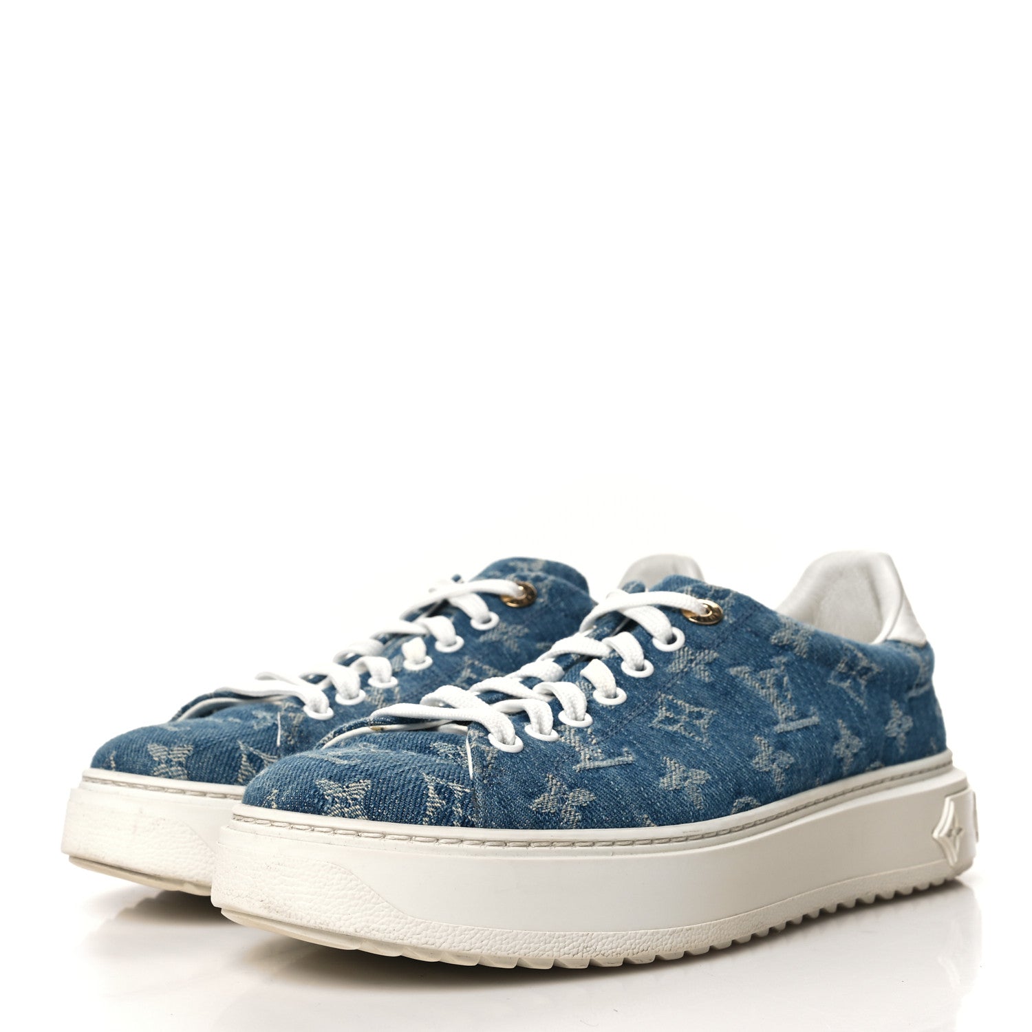 Louis Vuitton Denim Monogram Time Out Sneakers 38.5 4 of 10