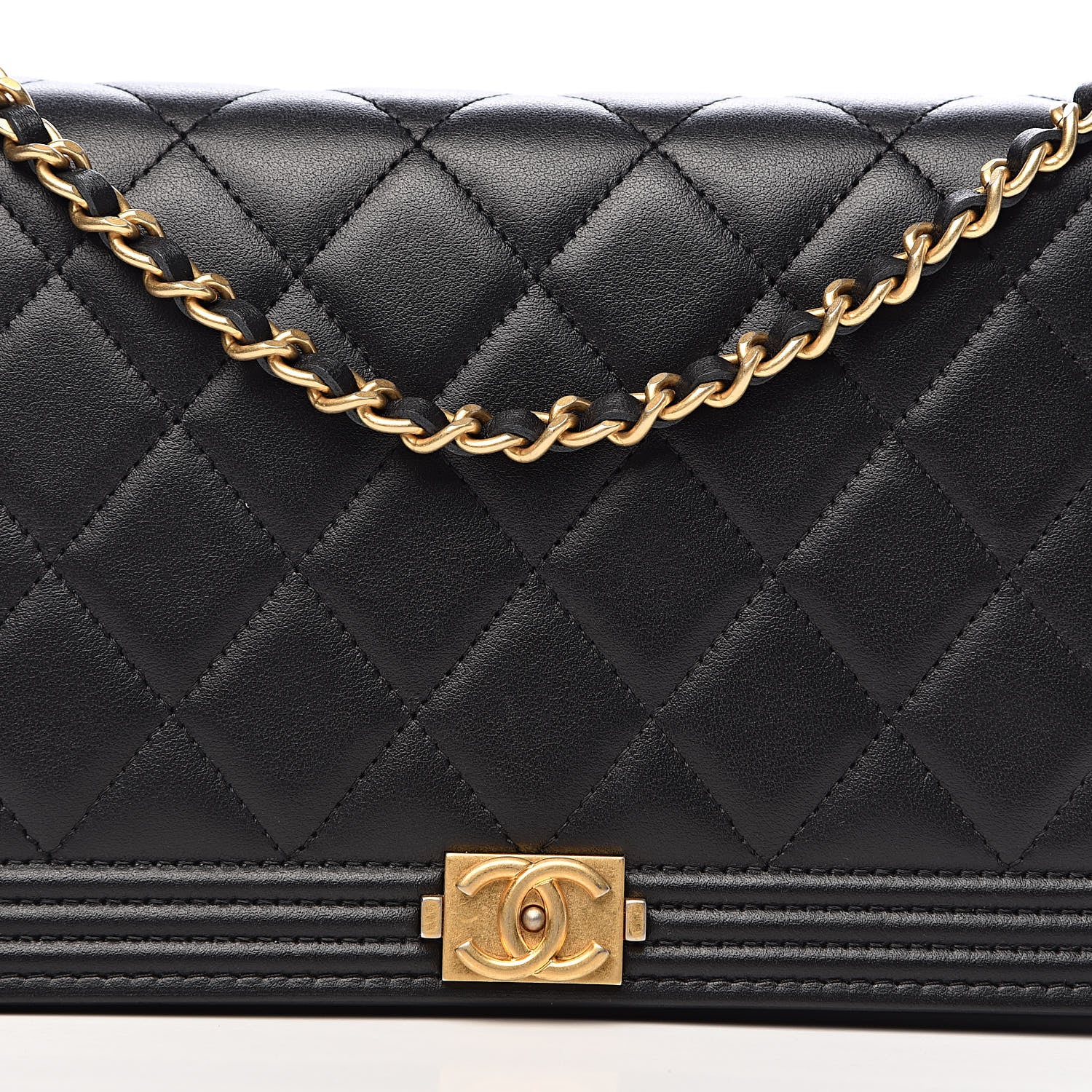 Chanel Lambskin Quilted Boy Wallet On Chain WOC Black 14 of 14
