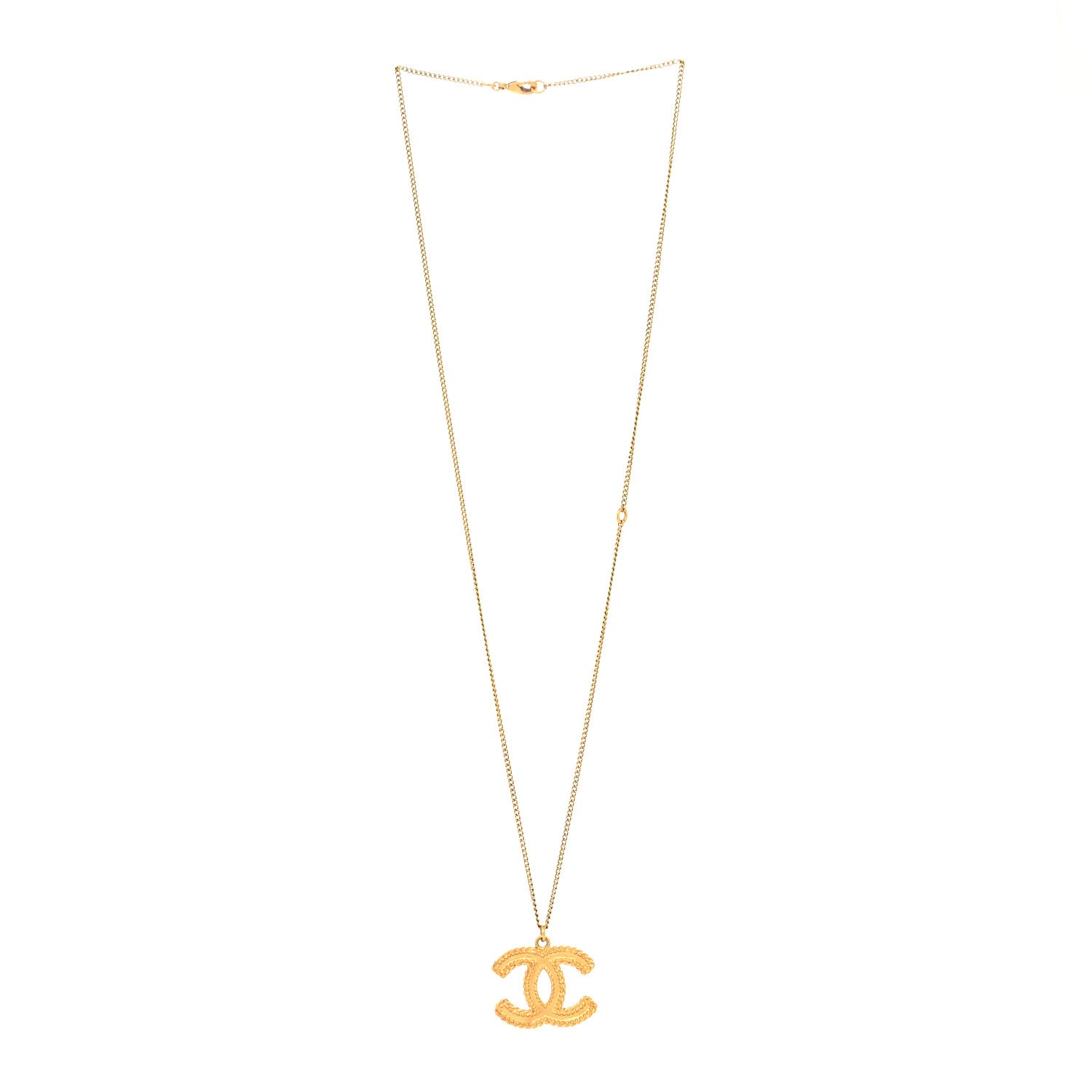 Chanel Metal CC Necklace Matte Gold 3 of 5