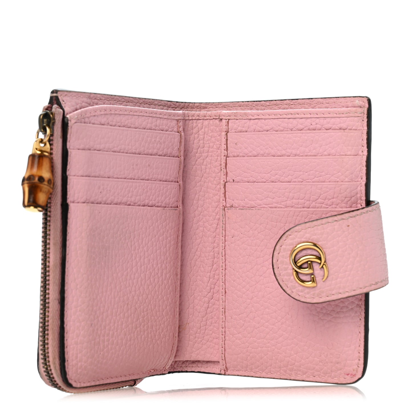 Piuma Calfskin Medium Bamboo Double G Wallet Pink