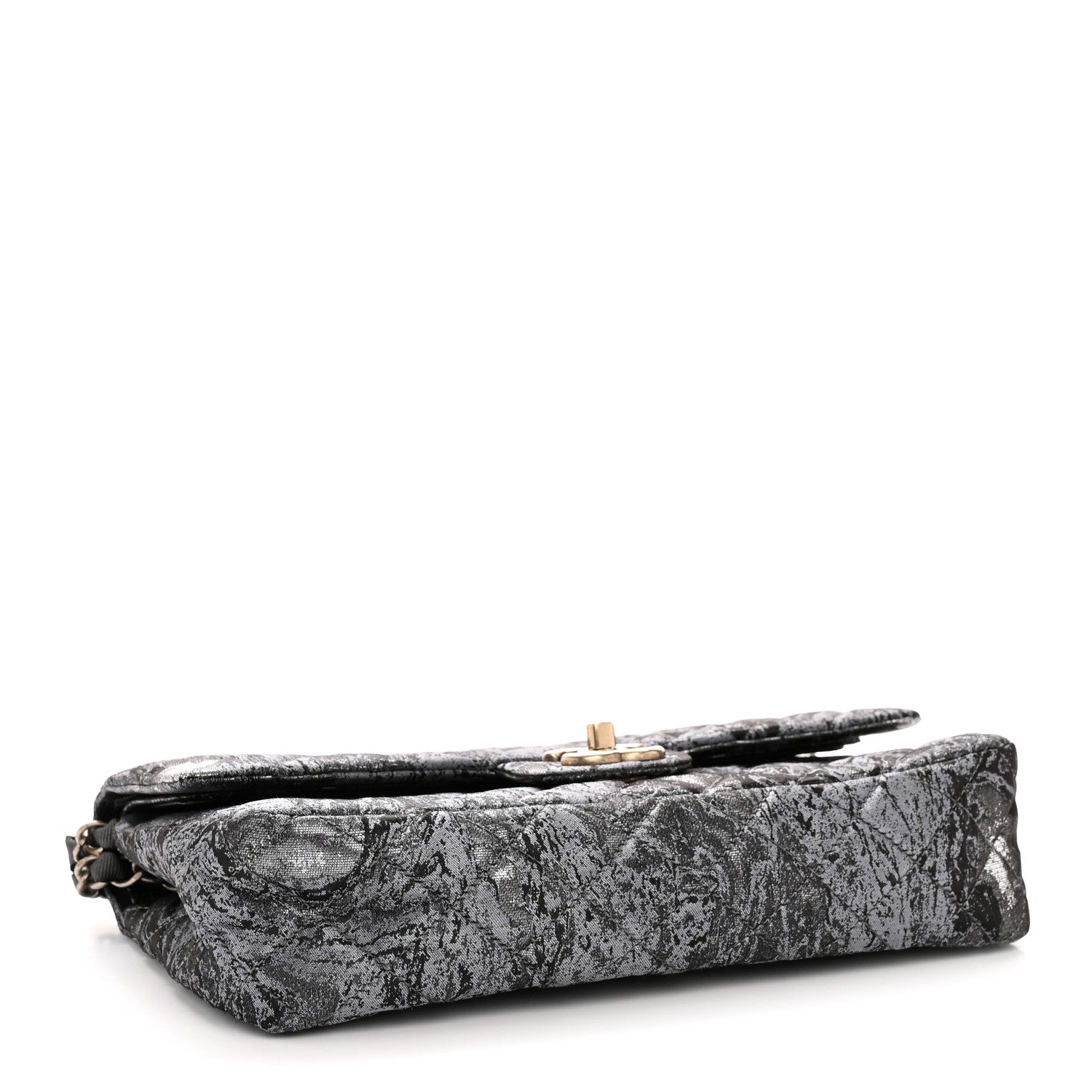 Chanel Metallic Brocade Quilted Medium Double Flap Dark Grey 3 of 10