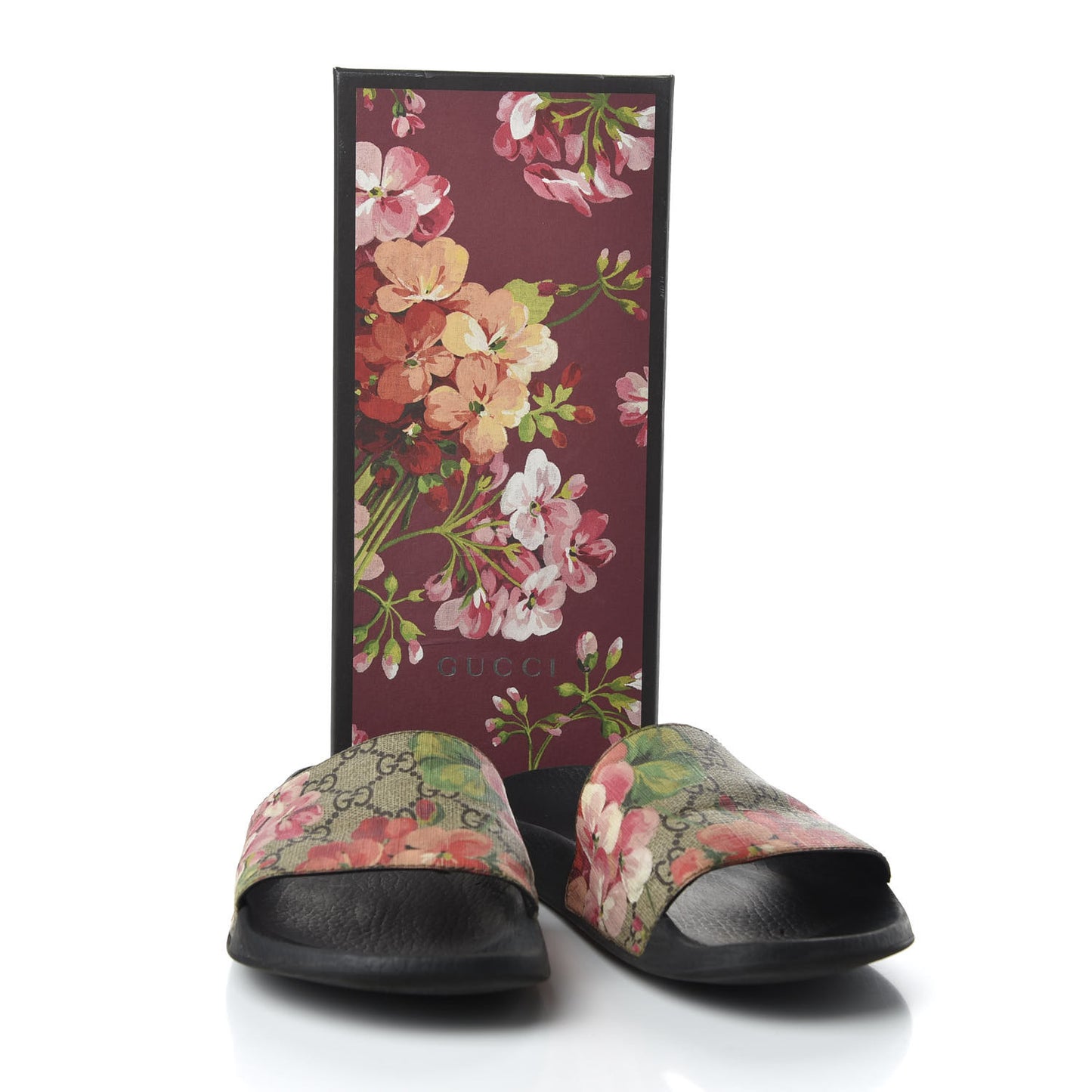 GG Supreme Monogram Blooms Slide Sandals 39 Beige Multicolor