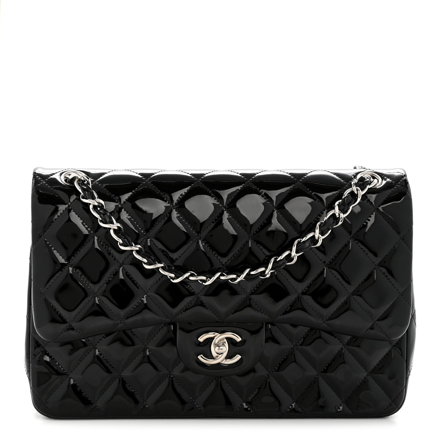 Chanel Patent Quilted Jumbo Double Flap Black 1 of 12