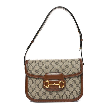 Gucci GG Supreme Monogram Horsebit 1955 Shoulder Bag Beige Brown Sugar 1 of 10