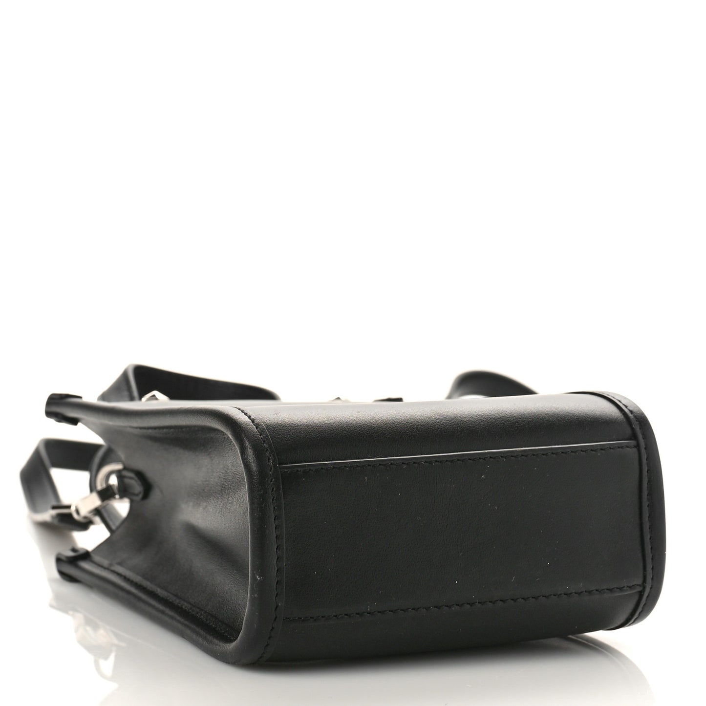 Smooth Calfskin Logo Mini Tote Black White
