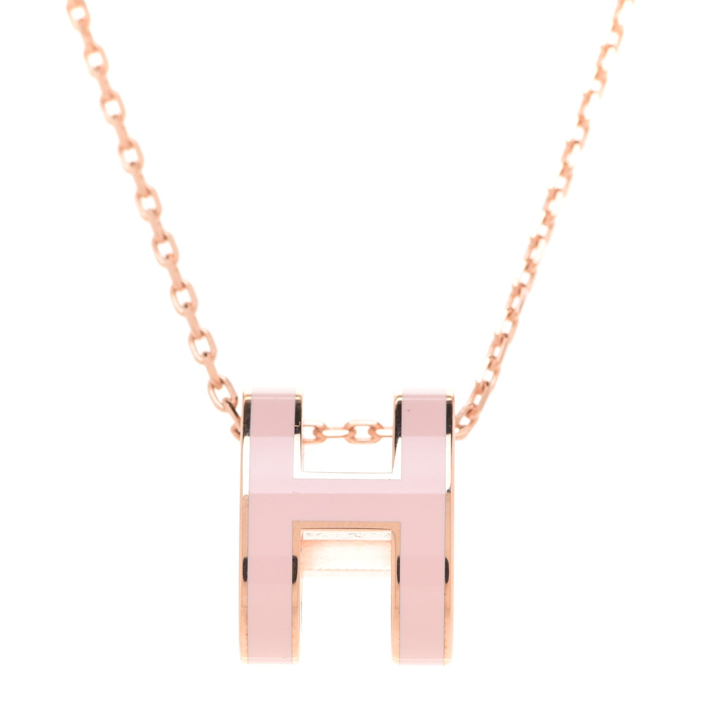 Lacquered Rose Gold Pop H Pendant Necklace Rose Dragee