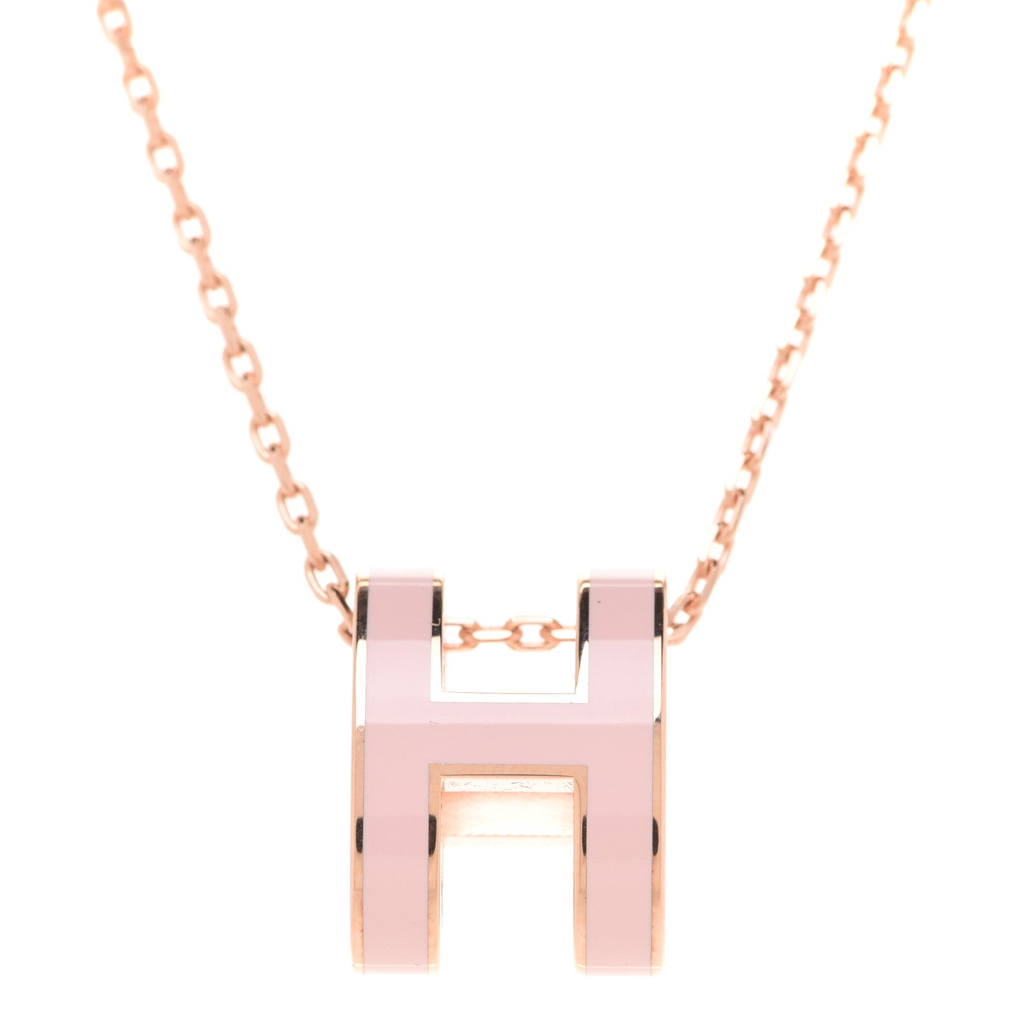 Hermes Lacquered Rose Gold Pop H Pendant Necklace Rose Dragee 4 of 8