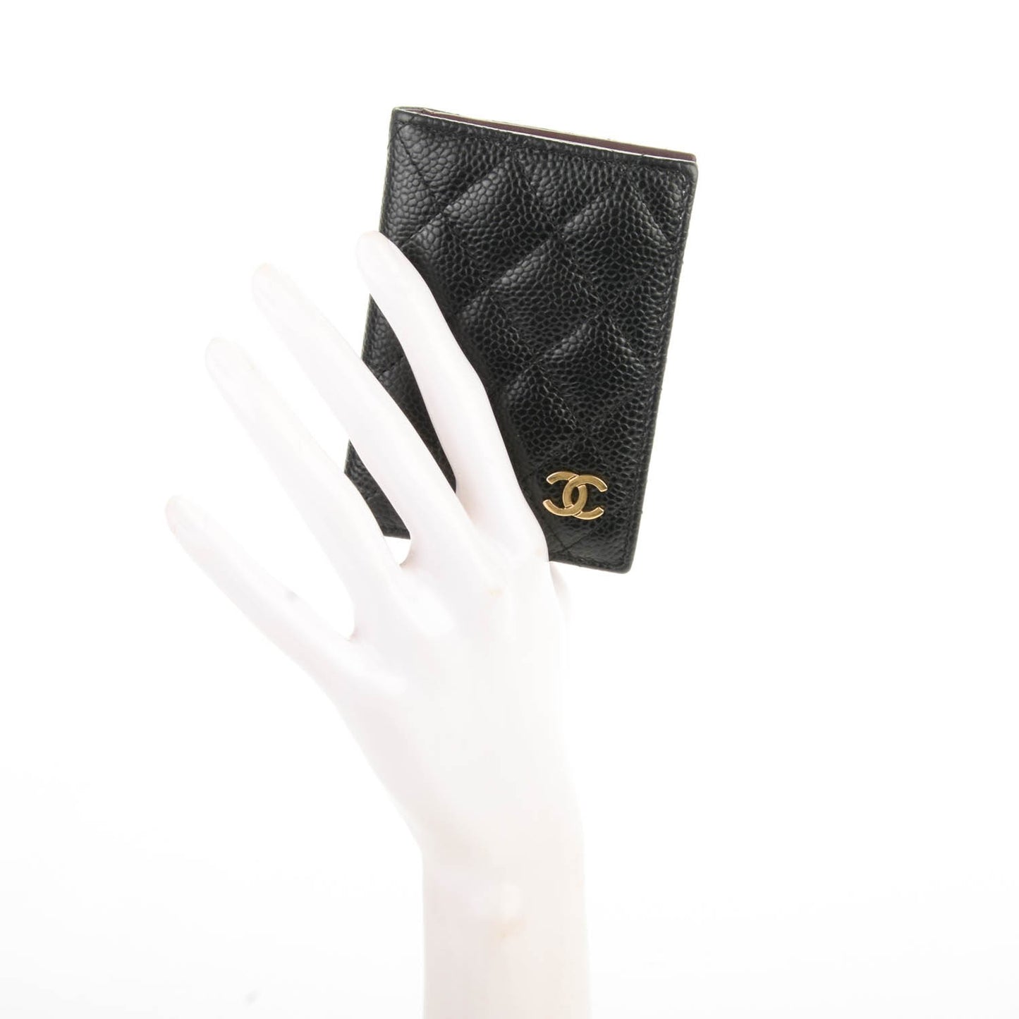 Caviar Quilted Card Holder Wallet Black