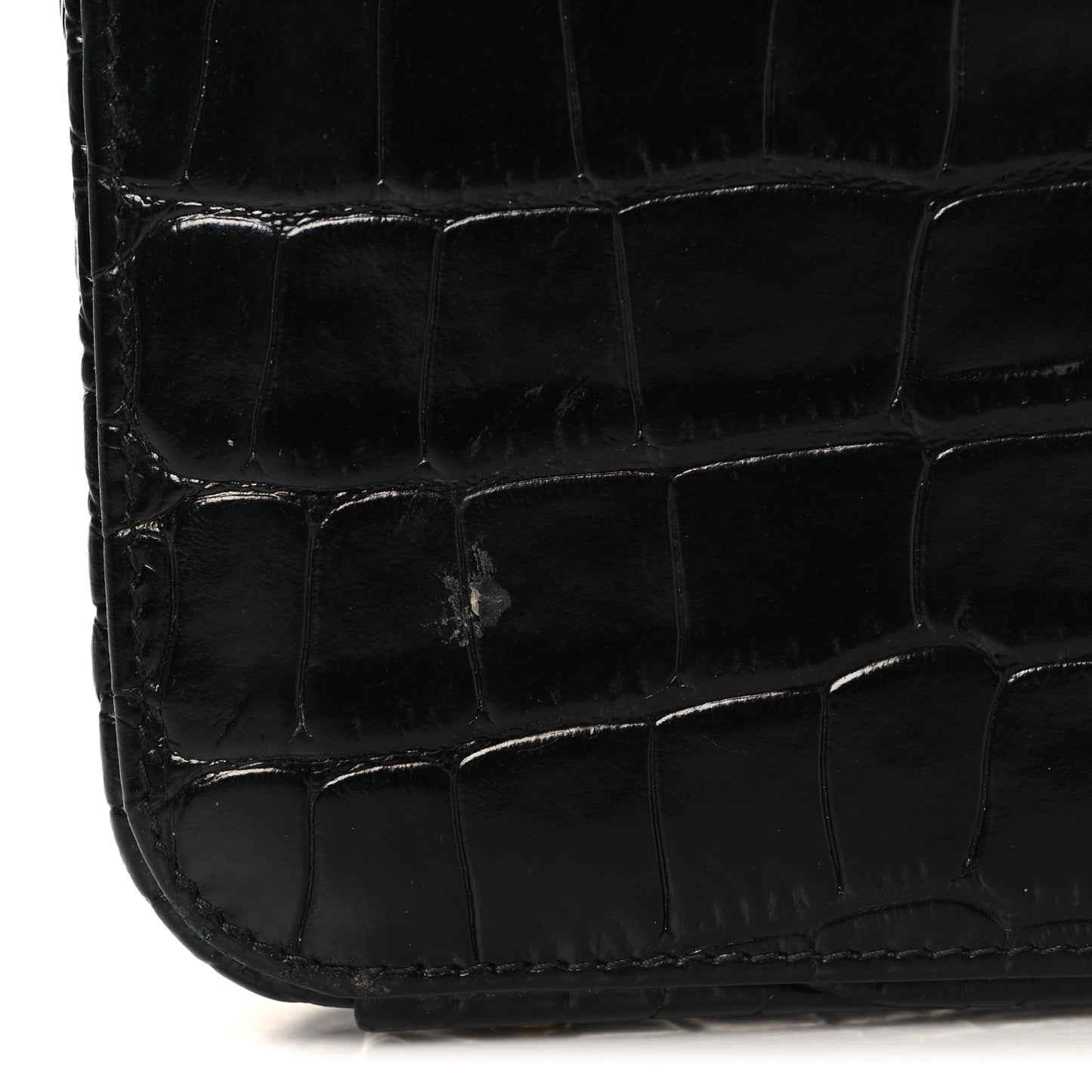 Calfskin Crocodile Embossed Bento Bag Black