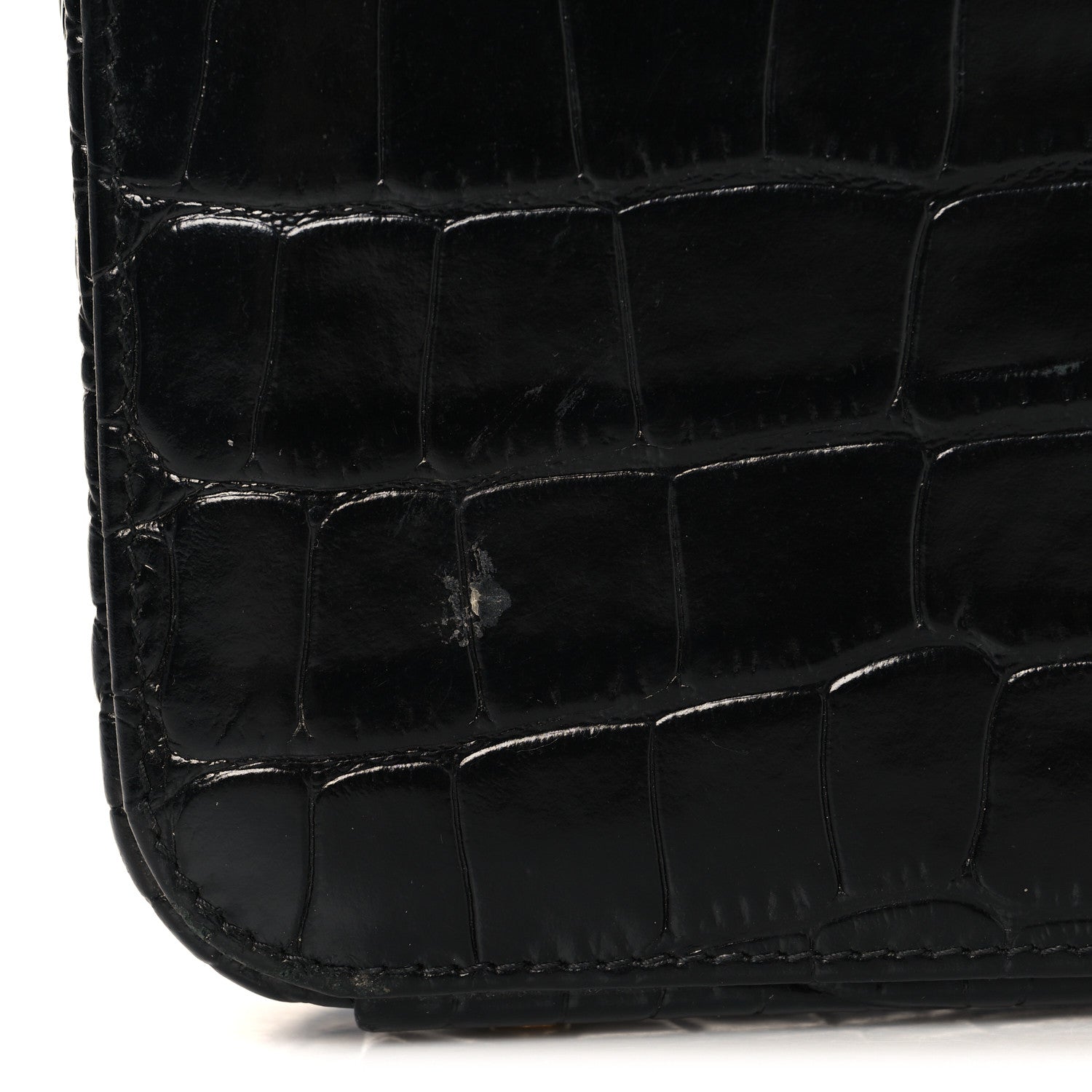 Lanvin Calfskin Crocodile Embossed Bento Bag Black 10 of 10