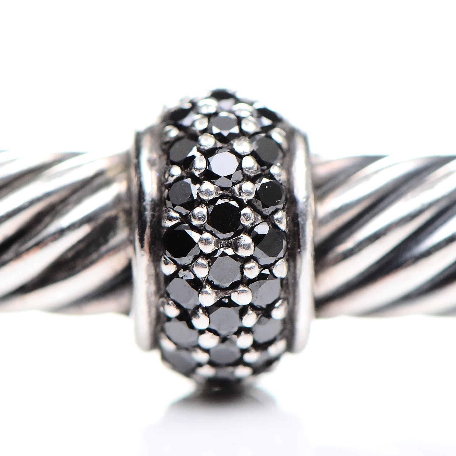 David Yurman Sterling Silver Black Diamond 5mm Cable Classics Single Station Bracelet 4 of 6