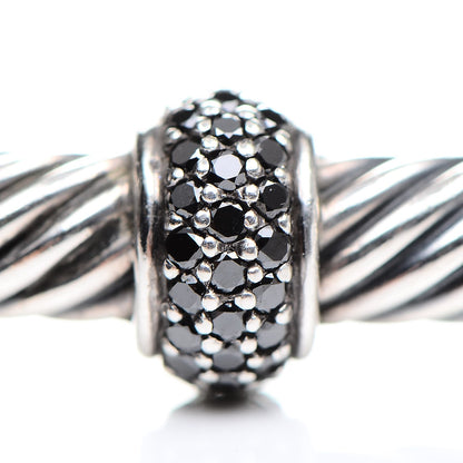 David Yurman Sterling Silver Black Diamond 5mm Cable Classics Single Station Bracelet 4 of 6