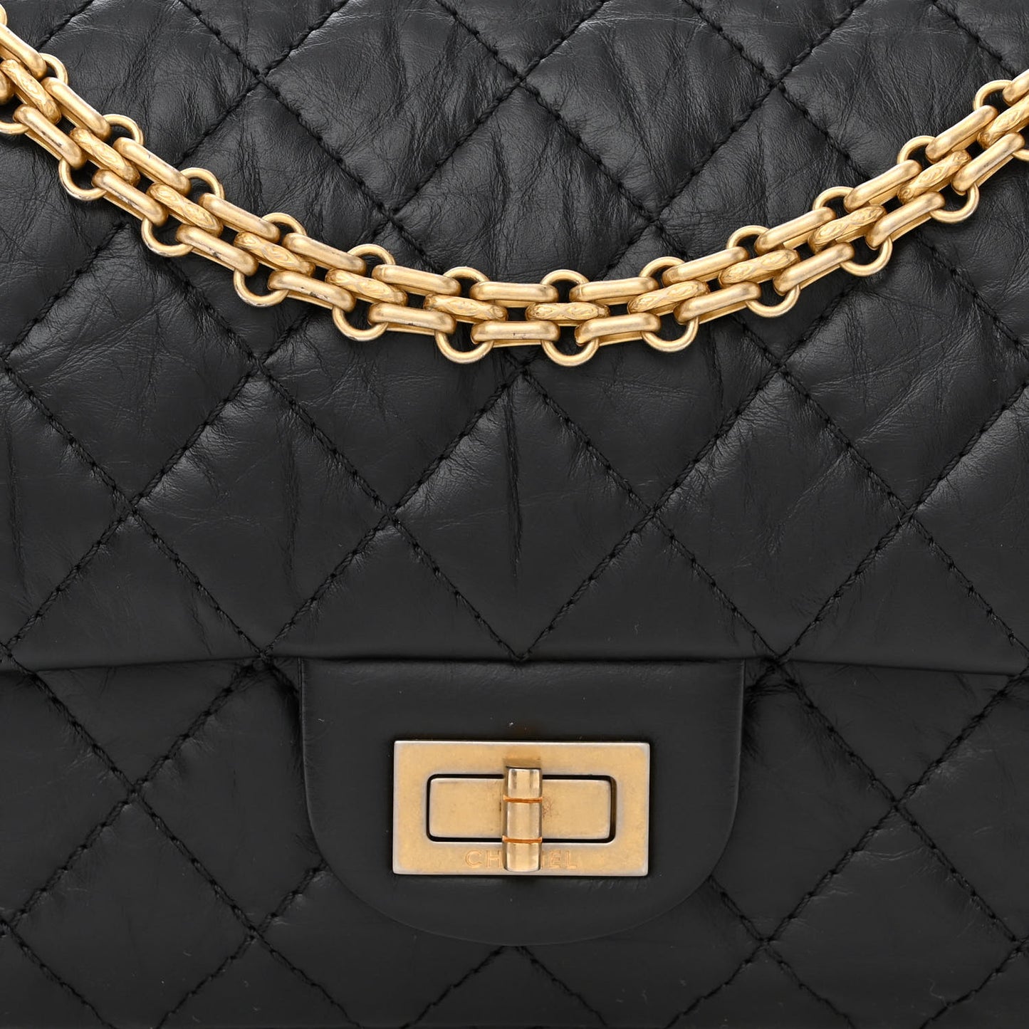 Aged Calfskin Quilted 2.55 Reissue 225 Flap Black