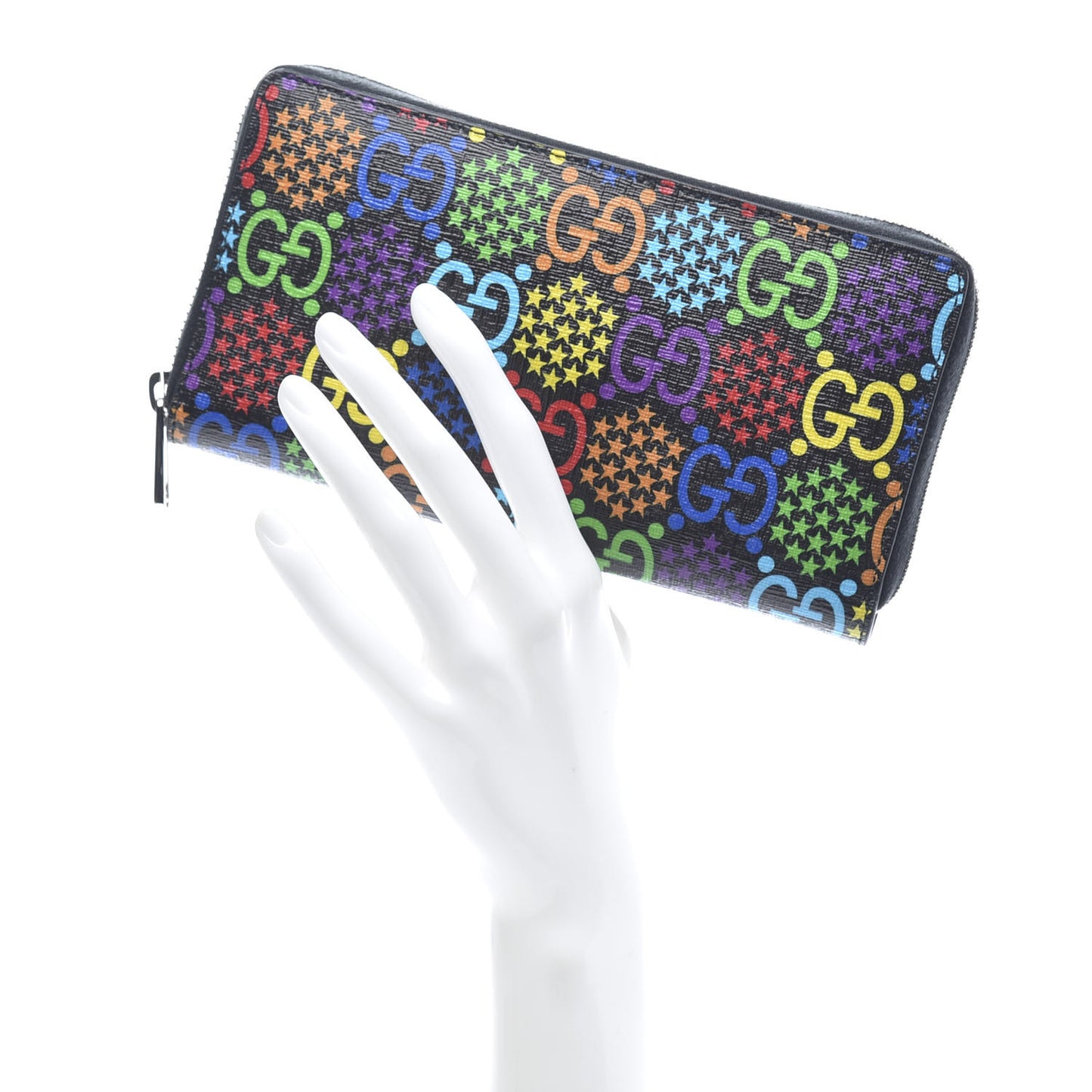 GG Supreme Monogram Psychedelic Zip Around Wallet Black Multicolor