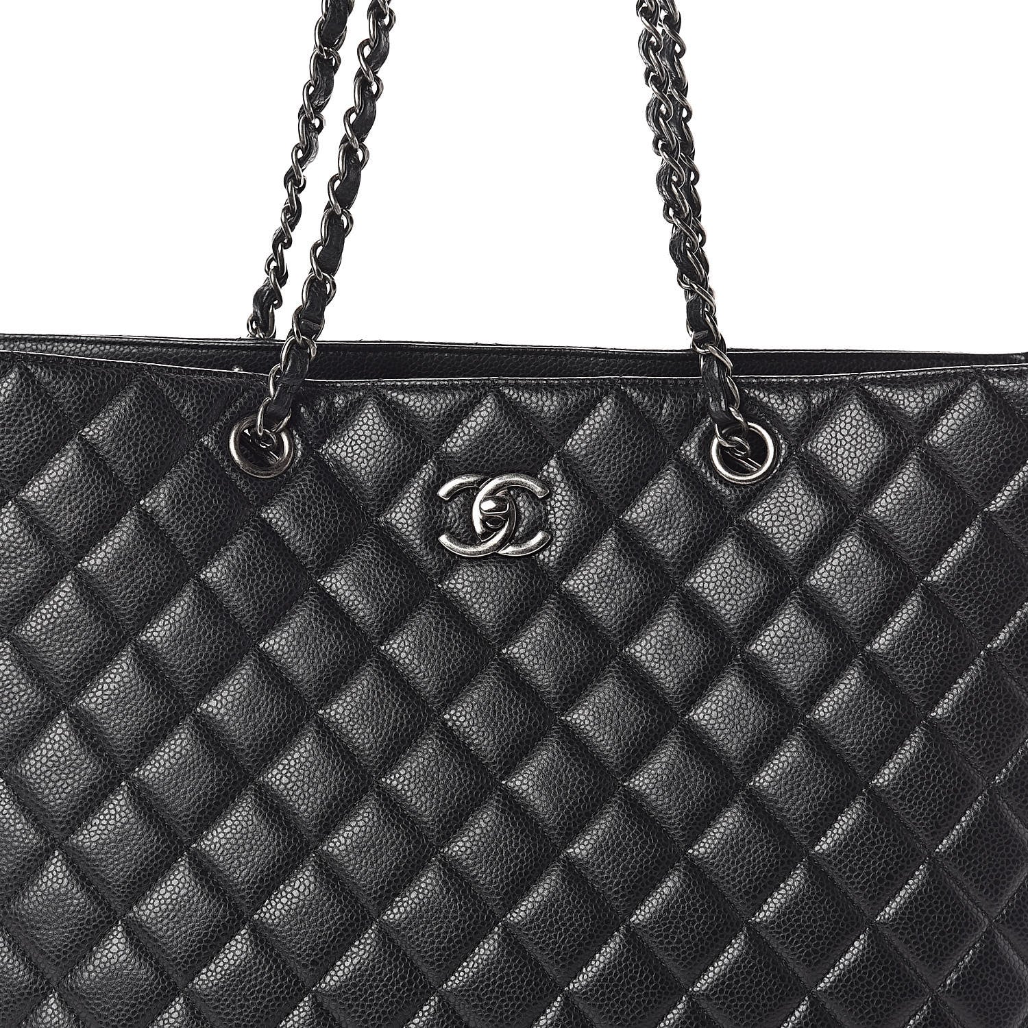 Chanel Calfskin Quilted Large CC Shopping Tote Black 8 of 10