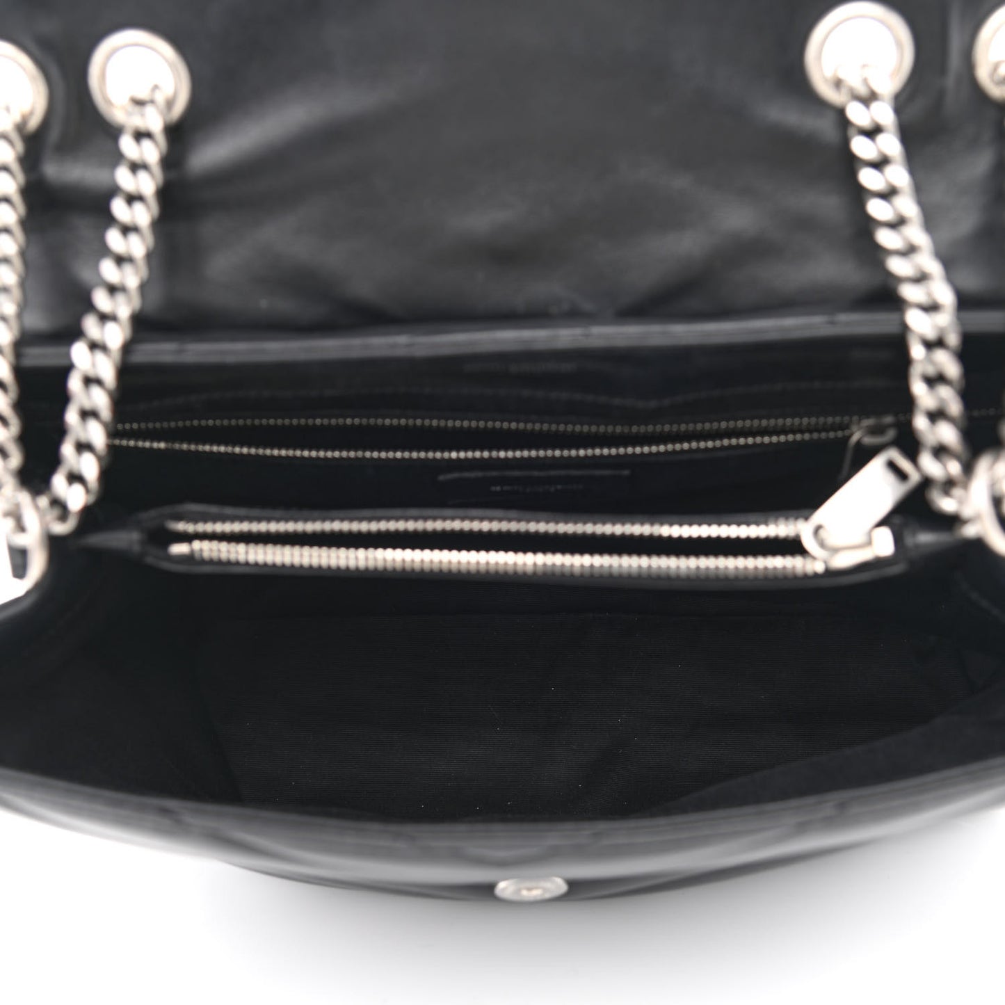 Calfskin Y Quilted Monogram Medium Loulou Chain Satchel Black