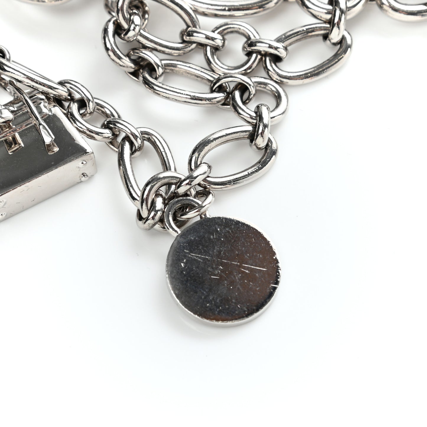 Palladium Silver Olga 5 Charms Chain Belt