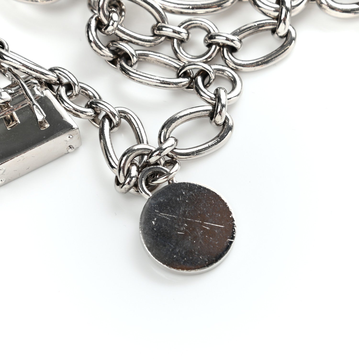 Hermes Palladium Silver Olga 5 Charms Chain Belt 6 of 6