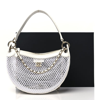 Chanel Mesh Shiny Lambskin Chain Hobo White 12 of 12
