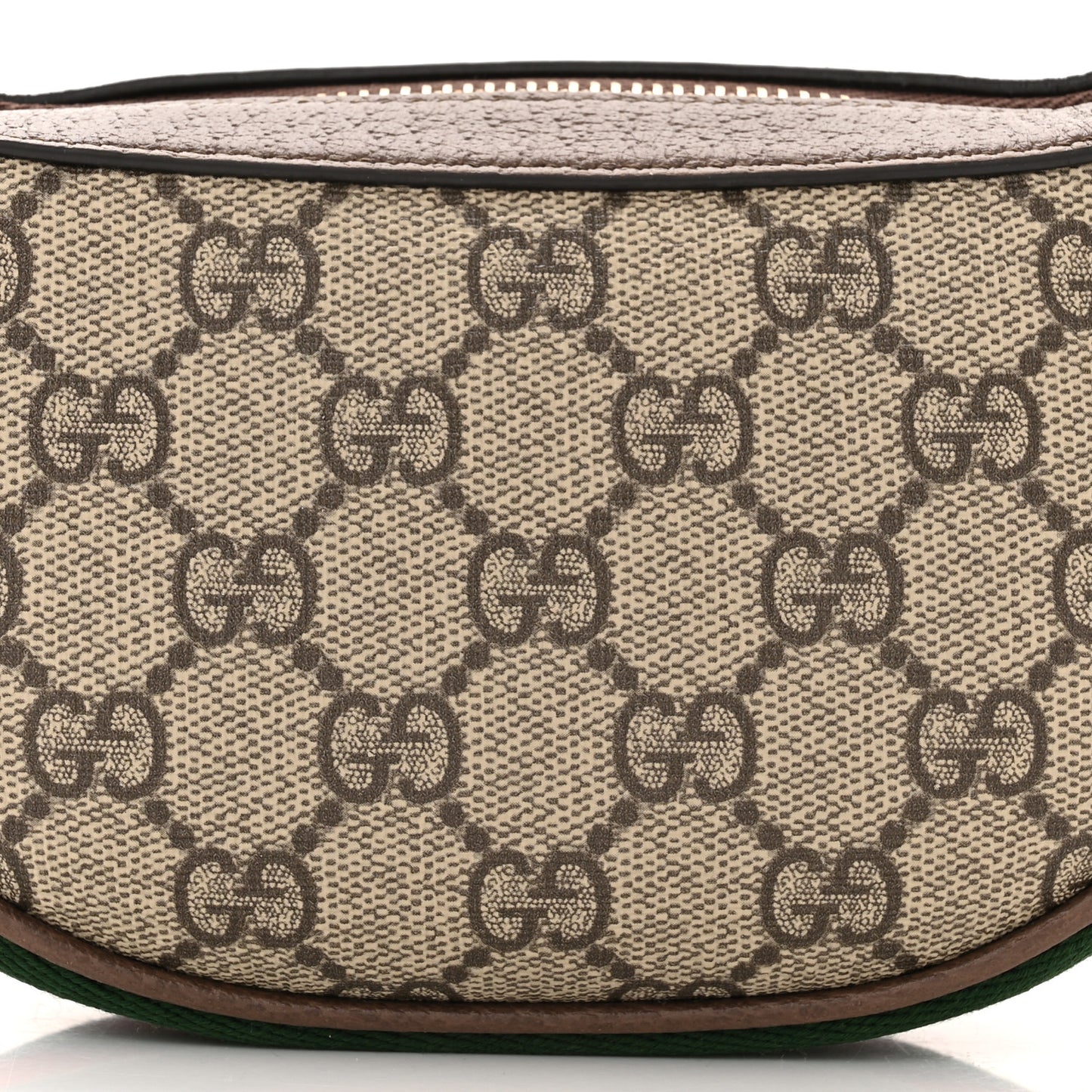 GG Supreme Monogram Textured Calfskin Web Mini Ophidia Half Moon Hobo Beige Ebony New Acero