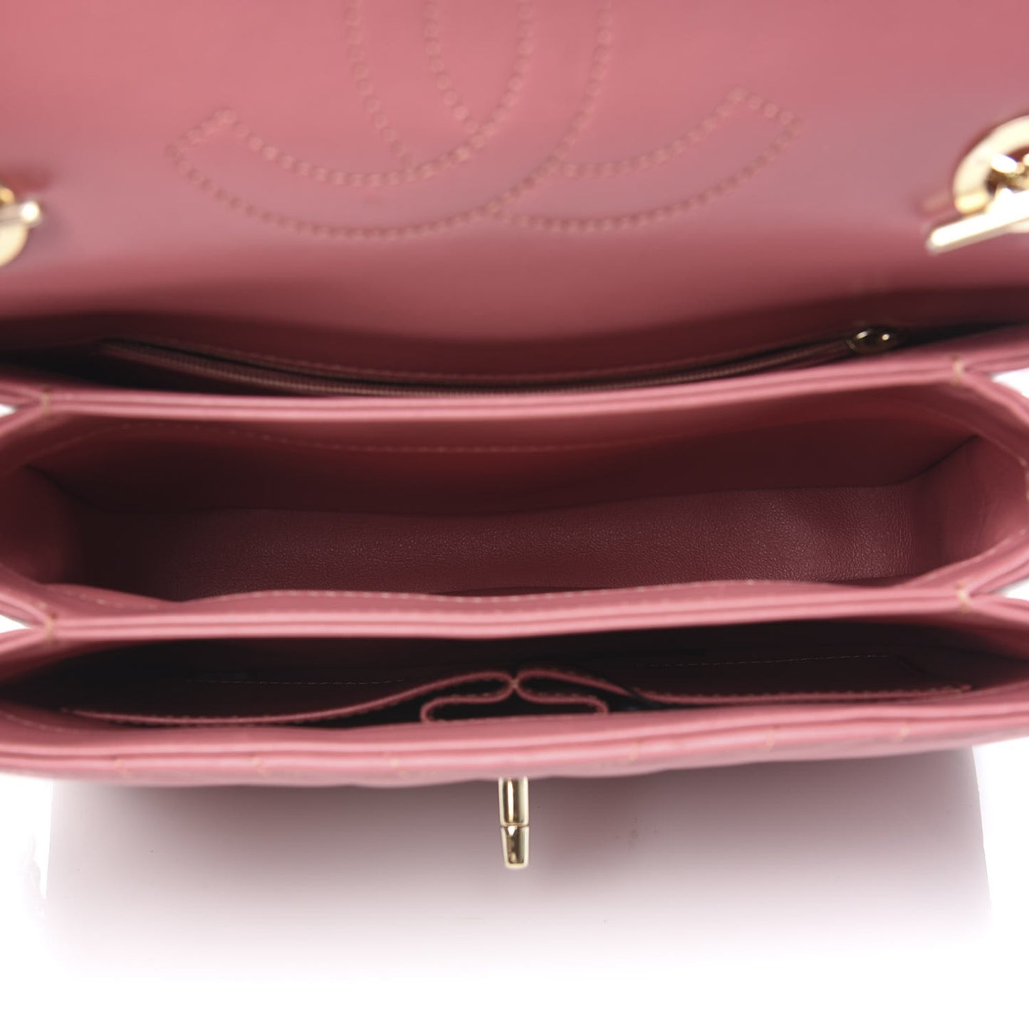 Lambskin Chevron Quilted Small Trendy CC Dual Handle Flap Bag Light Pink