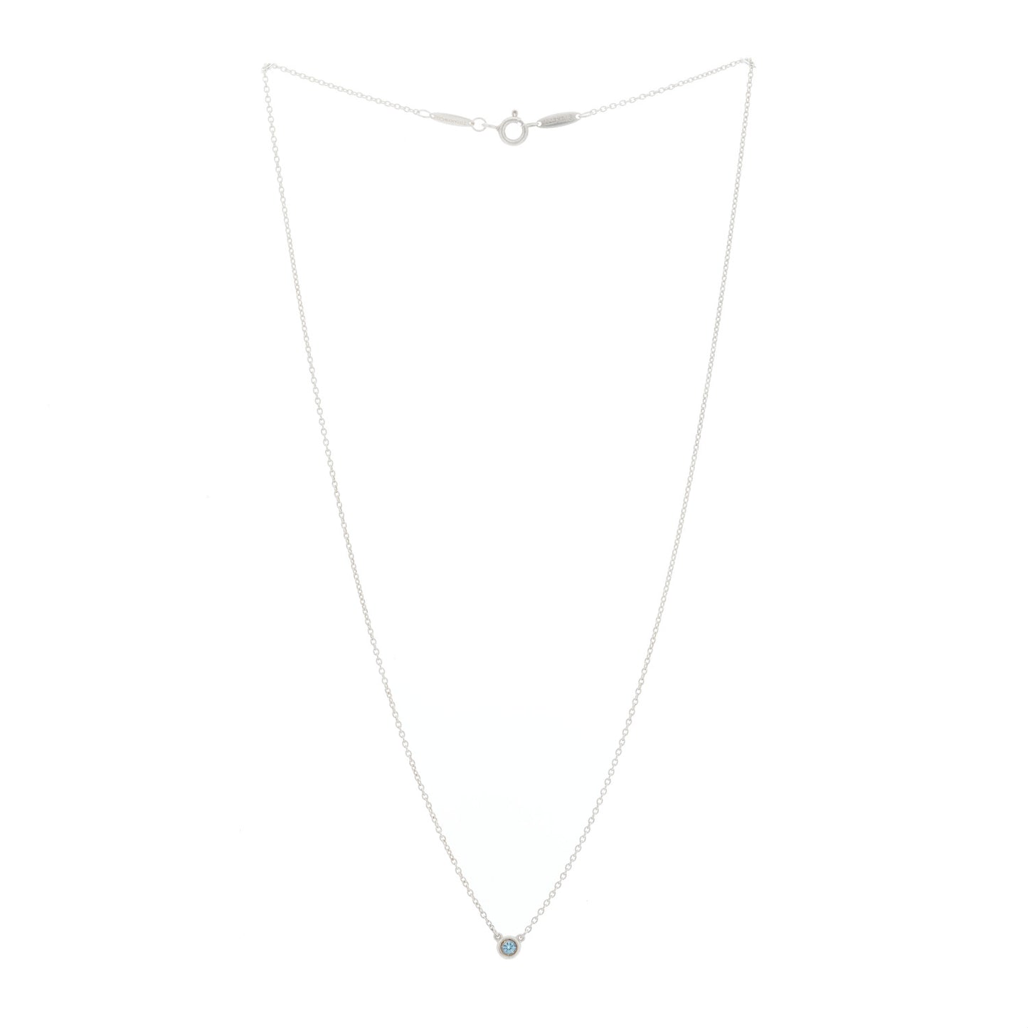 Sterling Silver Aquamarine .06ct Elsa Peretti Color by the Yard Pendant Necklace