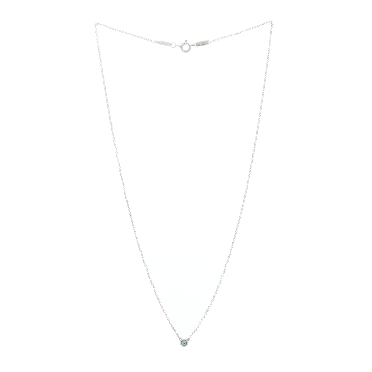 Tiffany Sterling Silver Aquamarine .06ct Elsa Peretti Color by the Yard Pendant Necklace 2 of 4