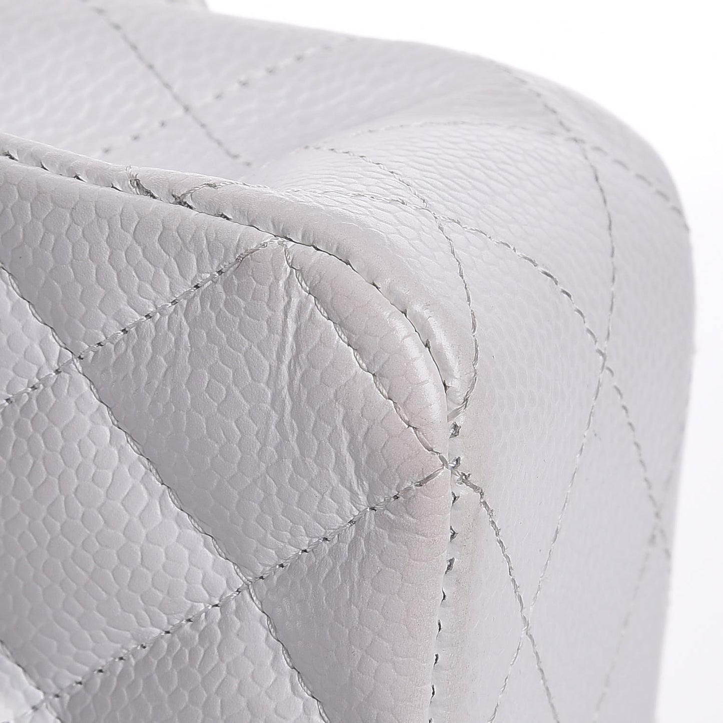 Caviar Quilted Medium Double Flap White
