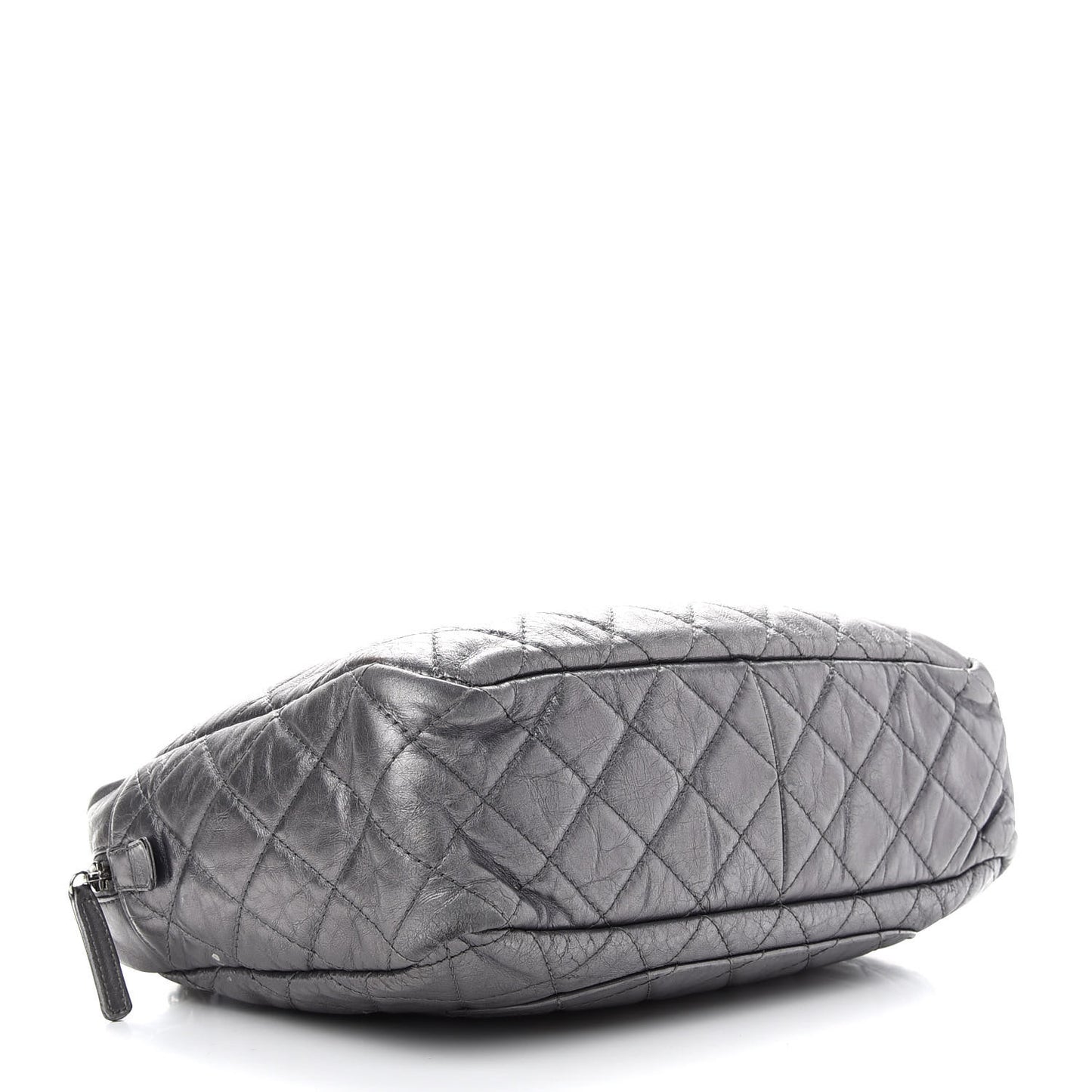 Metallic Aged Calfskin Quilted Large Reissue Camera Case Silver