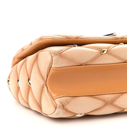 Louis Vuitton Lambskin Studded Malletage GO-14 PM Tan 9 of 14