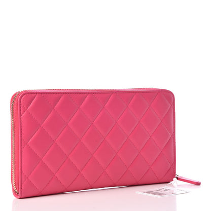 Chanel Lambskin Quilted Large Zip Around Organizer Wallet Fuchsia 3 of 8
