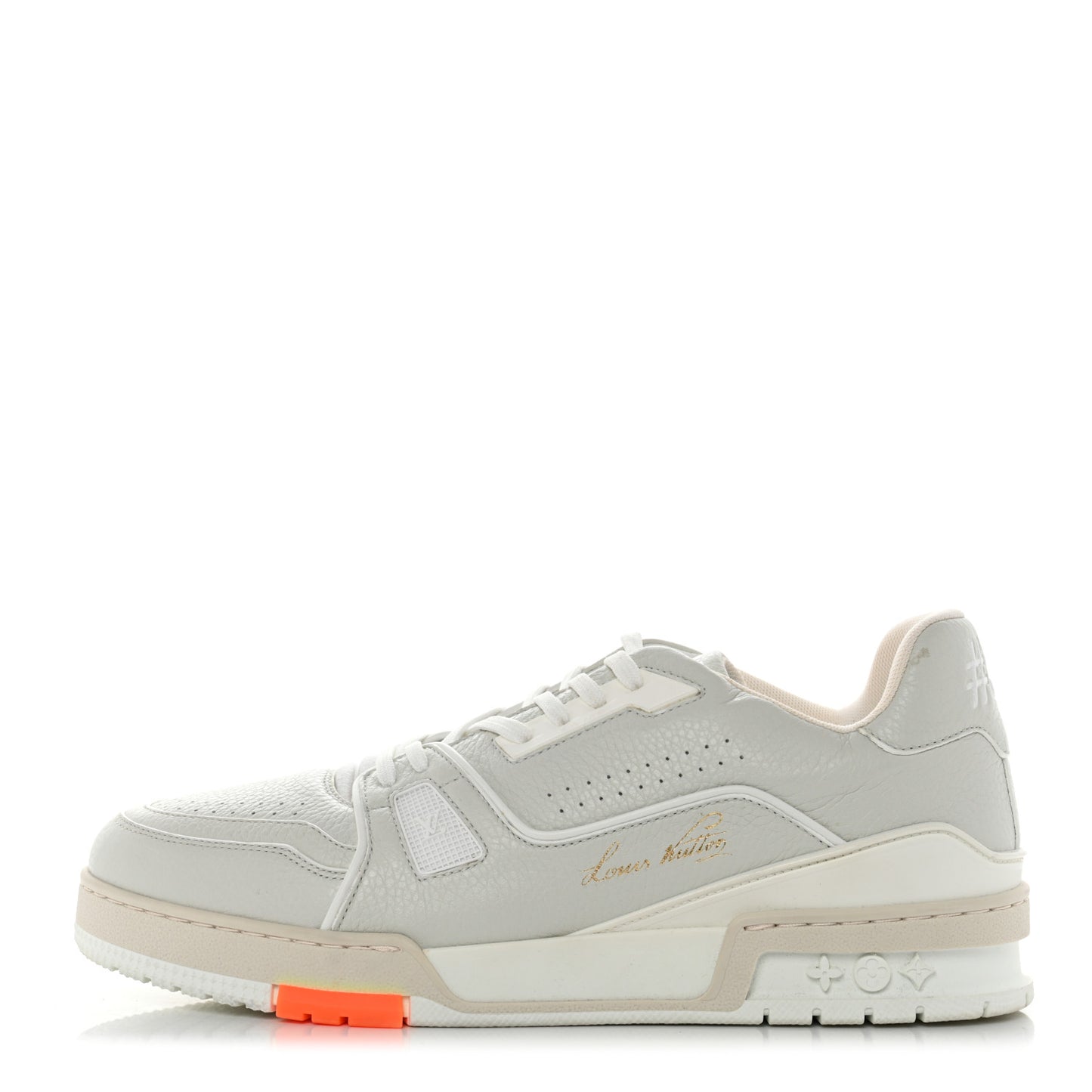 Calfskin Mens LV Trainer Sneakers 8 White